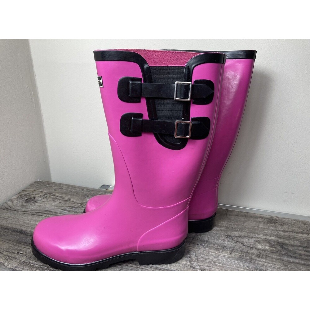 Puddletons Women's Classic Double Strap Rain Boot PCM103 PinkSize 7 - Picture 3 of 7